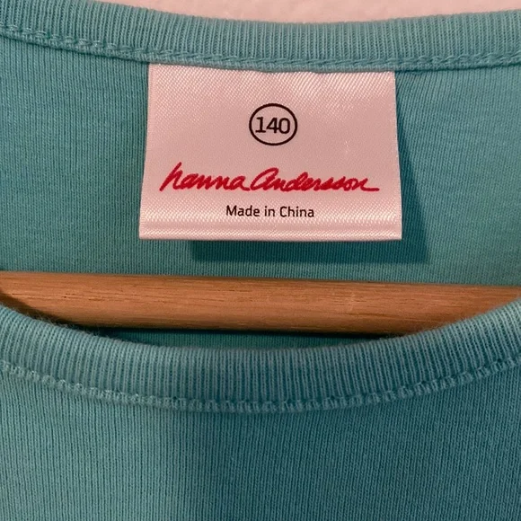 Hanna Andersson Cotton Blue Turquoise Tiered Ruffle Tank Dress Size US Size 10 - Picture 5 of 8